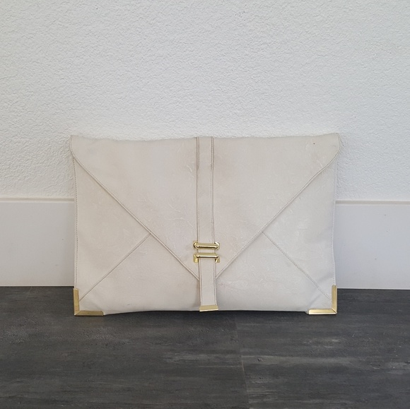White Gold Classic Asos Envelope Clutch - Picture 1 of 4